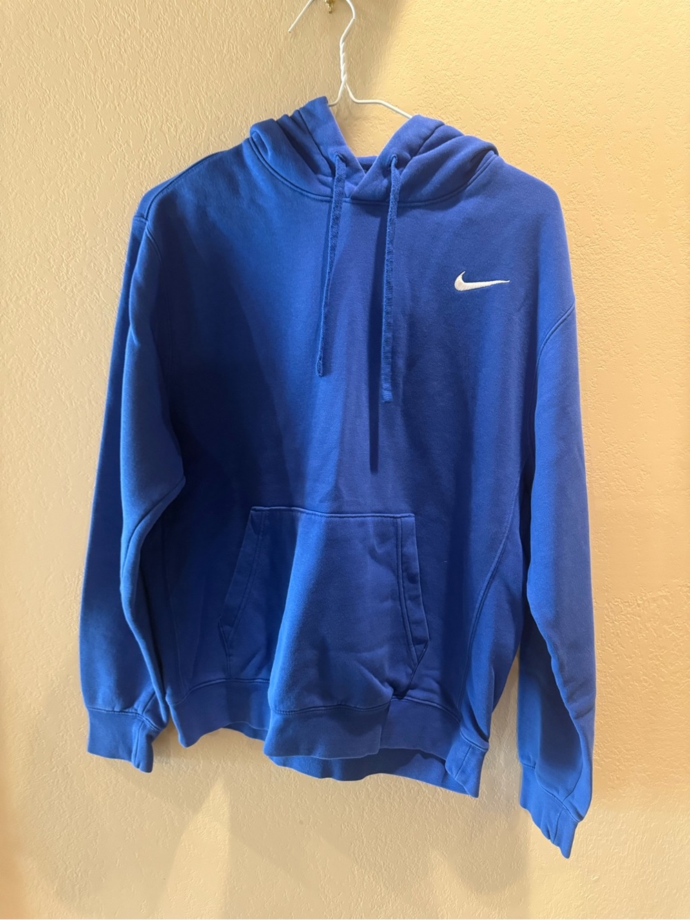 Nike Men’s Blue Pullover Hoodie with White Swoosh